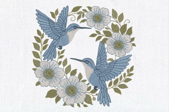 A Review of the Blue Hummingbird Floral Wreath Embroidery Design