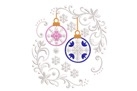 Christmas Ornament Swirl Embroidery for Boutique Apparel