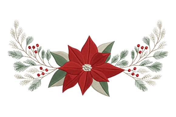 Christmas Poinsettia and Pine: A Holiday Emblem Worth Stitching