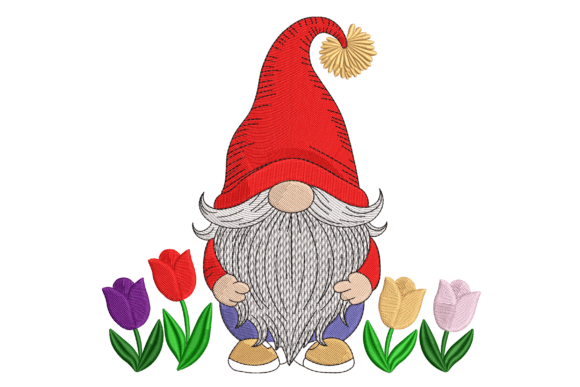 Evaluating the Spring Gnome Tulips Embroidery Design for Product Lines