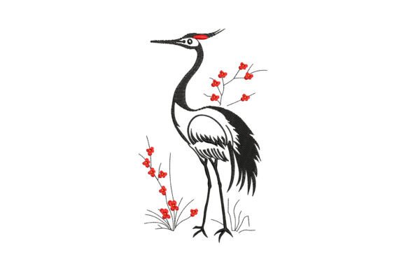 Reviewing the Red Crowned Crane Embroidery Design for Boutique Apparel