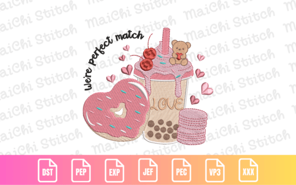 Valentine Boba Donut: A Sweet Seasonal Embroidery Review