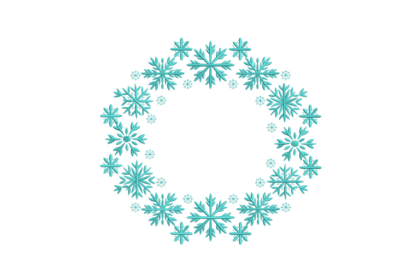 Winter Holiday: An Icy Turquoise Snowflake Wreath Embroidery